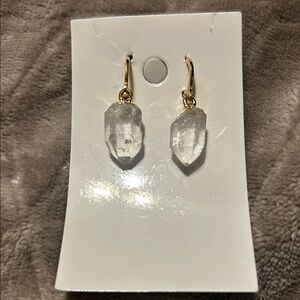 Gold and Clear Stone Drop Earrings from Brazil